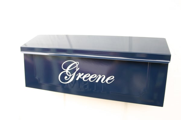 Image of Navy Blue Painted Mailbox by TheBusBox - Choose your color Wall Mounted Porch Box