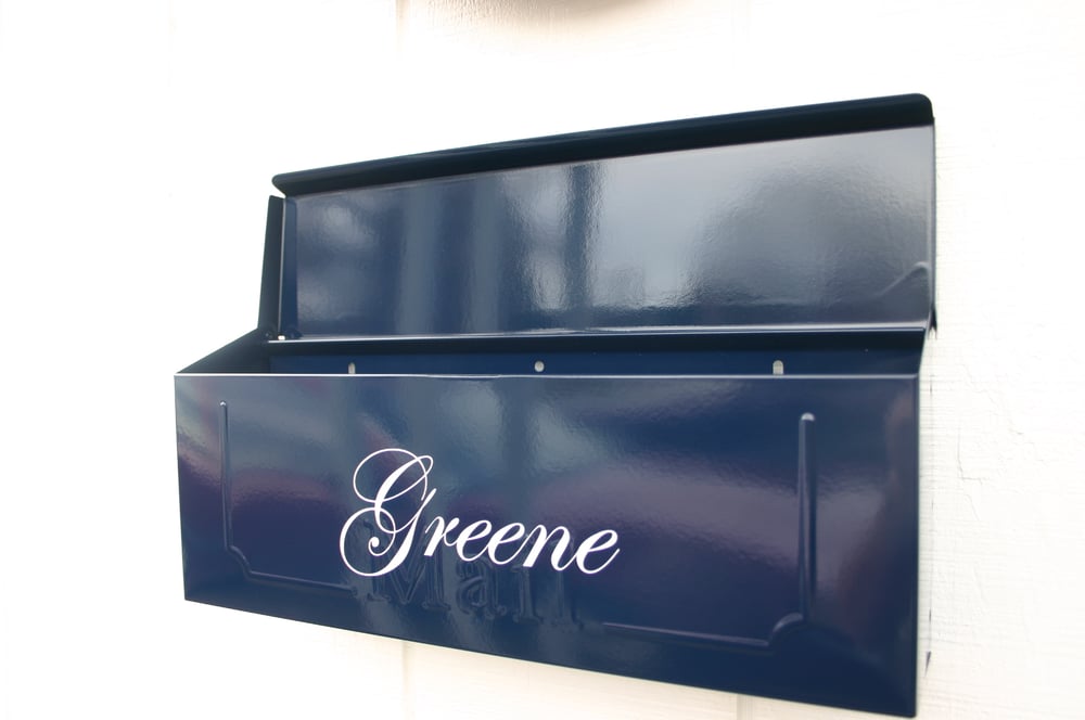 Navy Blue Painted Mailbox by TheBusBox Choose your color Wall Mounted Porch Box TheBusBox