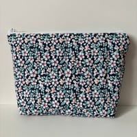 Image 3 of Bloom in Blue Handmade Quilted Makeup Bag - Limited Editon