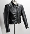 Vintage Men's size 44 Brooks Black Leather Motorcycle Jacket Coat Snap Collar 