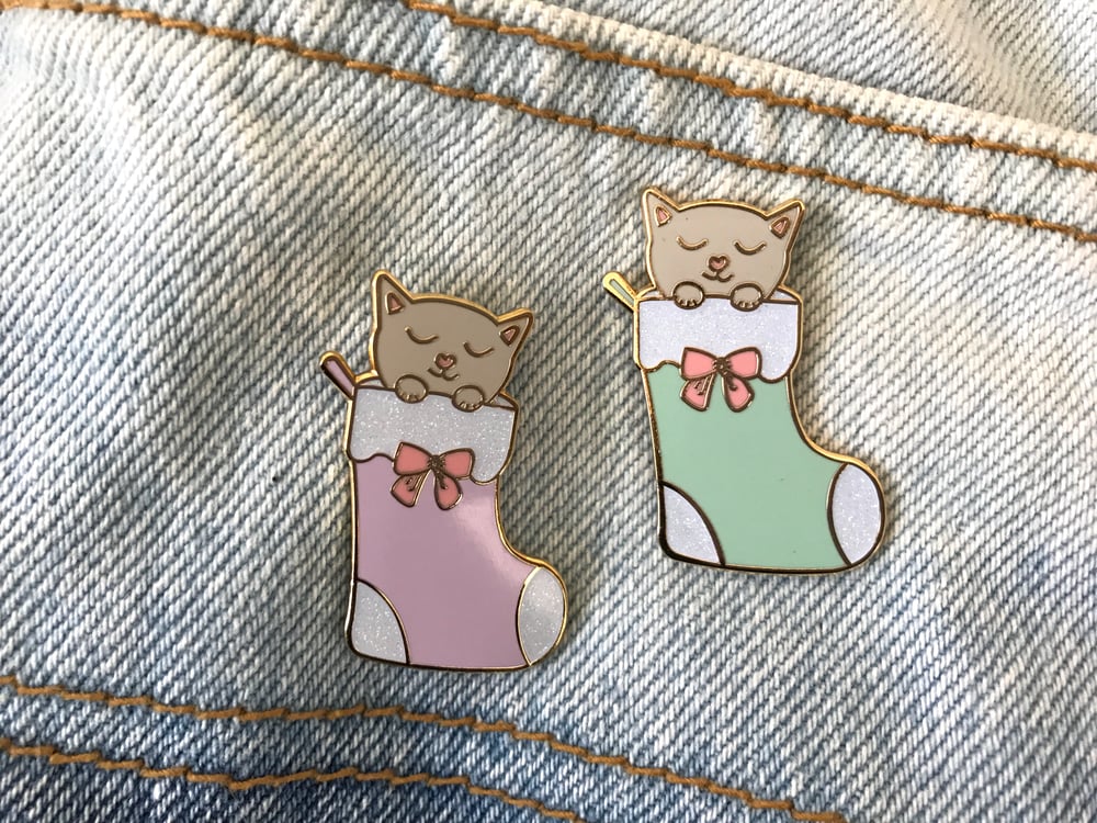 Image of Kitty Stocking Enamel Pin