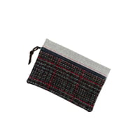 Image 1 of Harris Tweed Zip Bag Charcoal, Grey & Red.