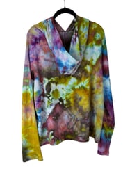 Image 7 of S Ladies French Terry Bamboo Blend Hoodie in Bold Watercolor Ice Dye