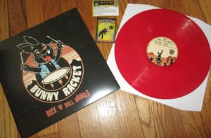 Image of Bunny Racket - Rock 'N' Roll Animals red vinyl gatefold LP with baseball card insert