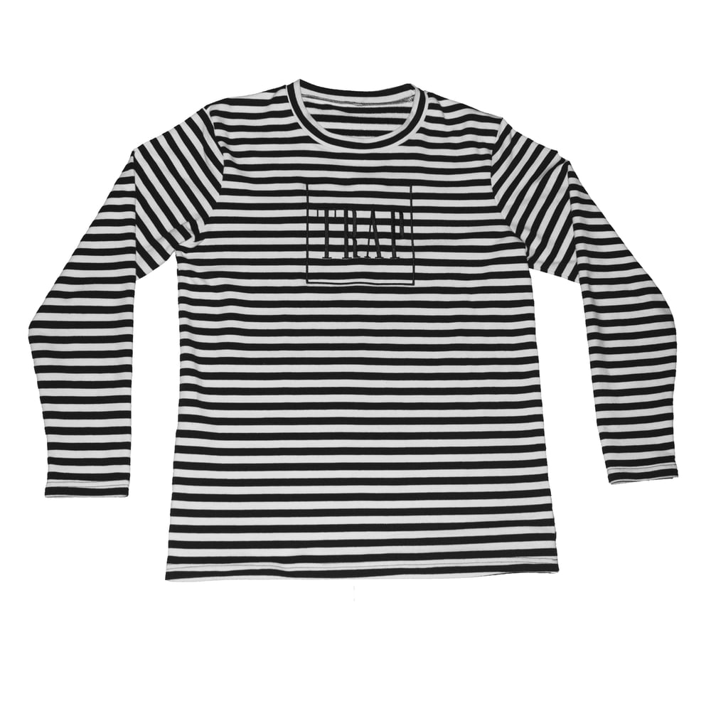Image of Black Oversized Striped Trap Longsleeve