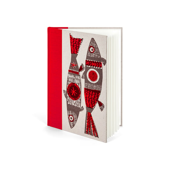 Image of Red Fish A5 handprinted hardbacked sketchbook