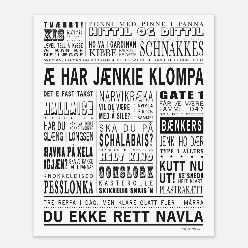 Narvik omegn plakat "Æ har jænkie klompa"