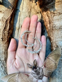 Image 6 of Crystal Encrusted Crescent Moon Earrings