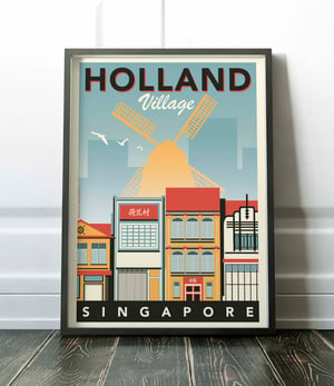 Image of Holland Village Vintage-Style Travel Poster