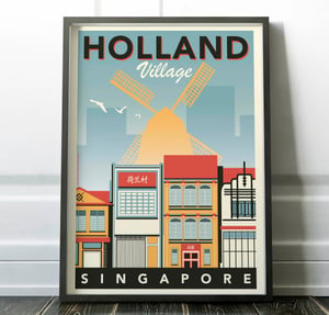 Image of Holland Village Vintage-Style Travel Poster