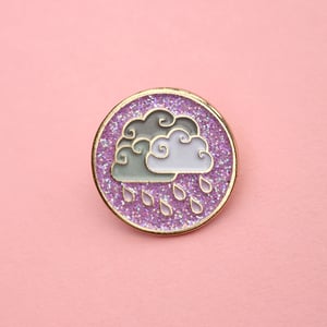 Image of Purple Rain clouds, glitter enamel pin - badge - lapel pin