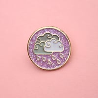 Image 1 of Purple Rain clouds, glitter enamel pin - badge - lapel pin