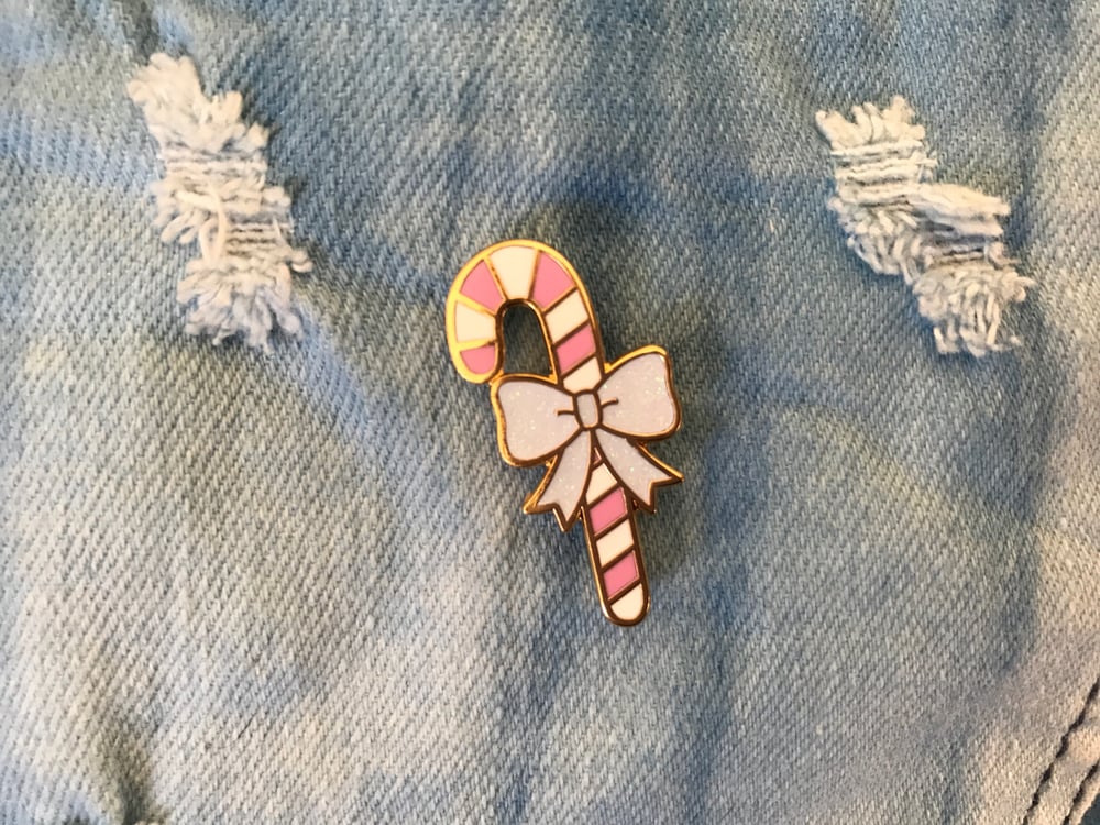 Image of Pink Candy Cane Enamel Pin