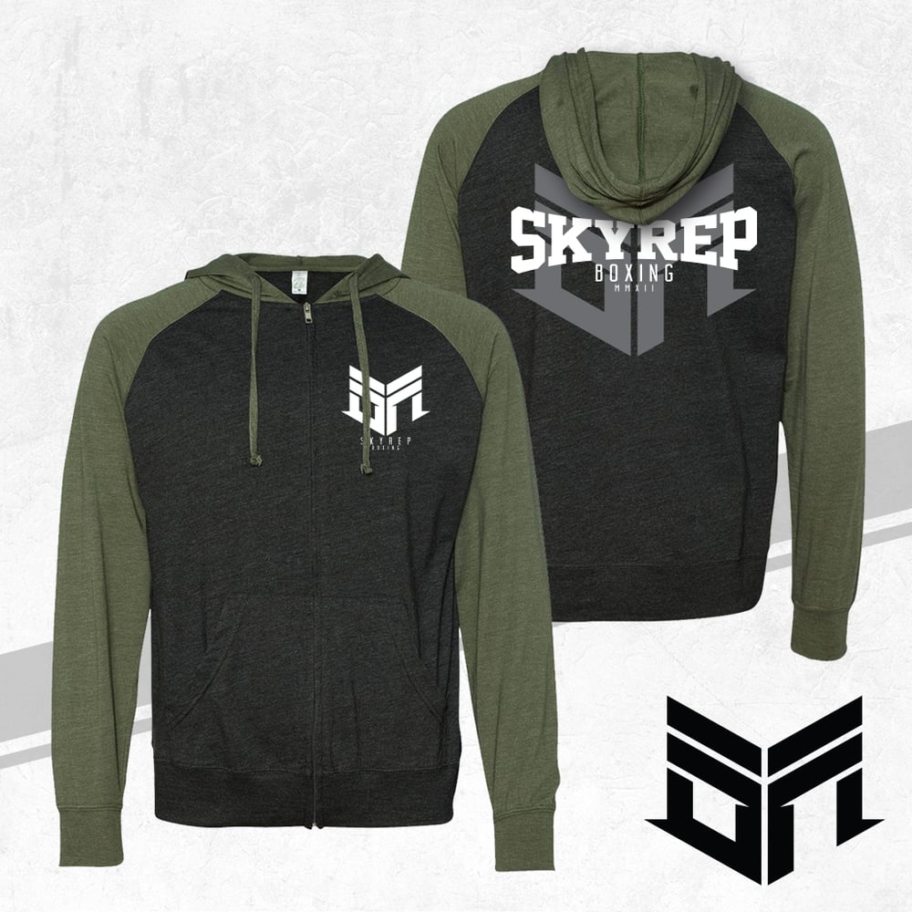 Image of SR Boxing Zip-Up Hoodie (Military Green)