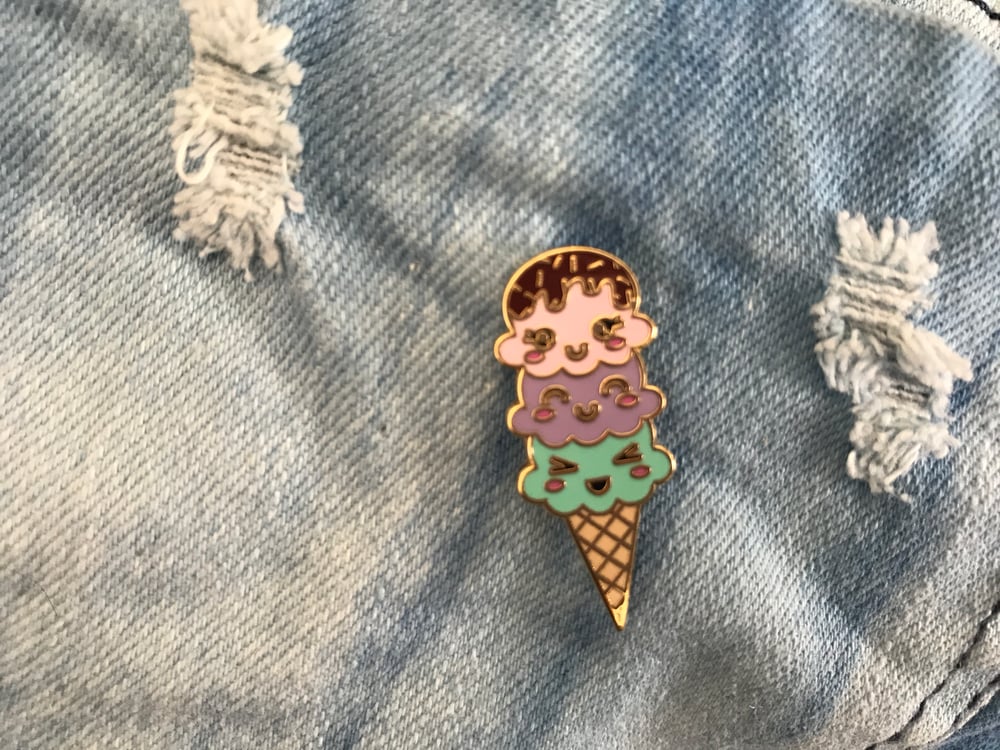 Image of Pastel Ice Cream Cone Enamel Pin