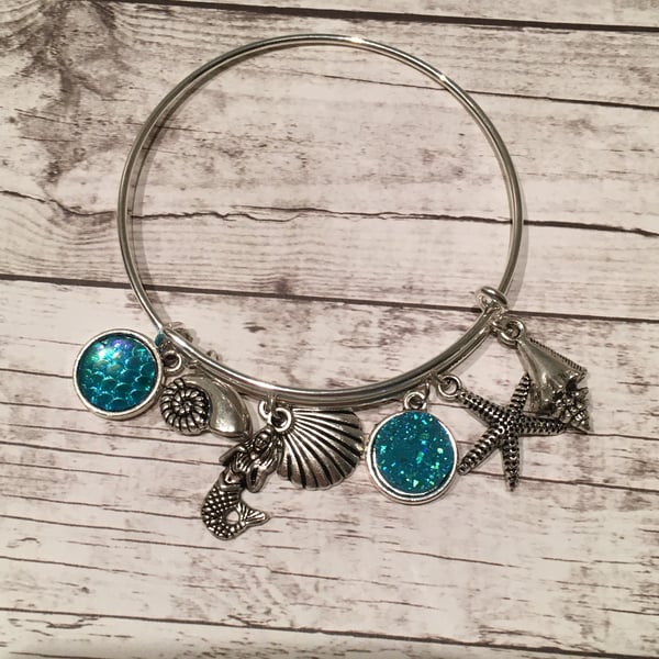 Image of Mermaid teal charm bracelet