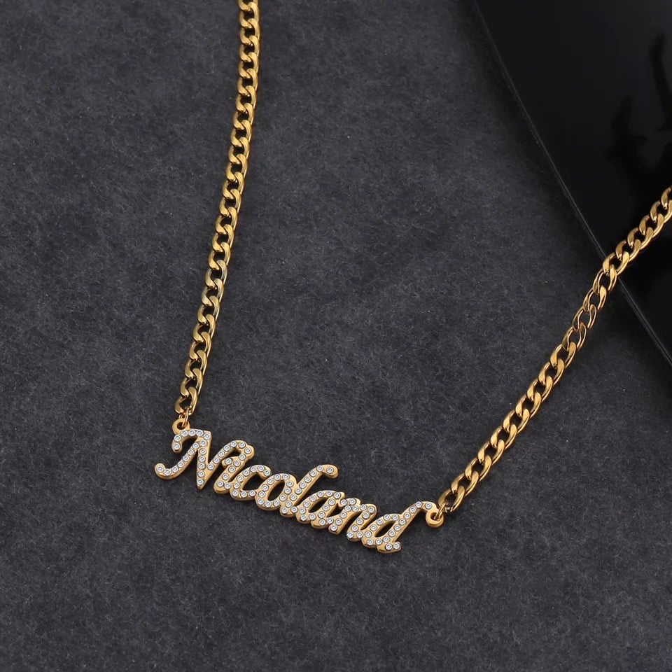Diamond Plated Name Necklace