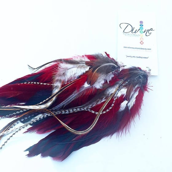 Image of Red Root Chakra Goddess Feather Earrings 