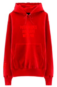 Image of YOUR NUDES ARE SAFE WITH ME HOODIE (RED)