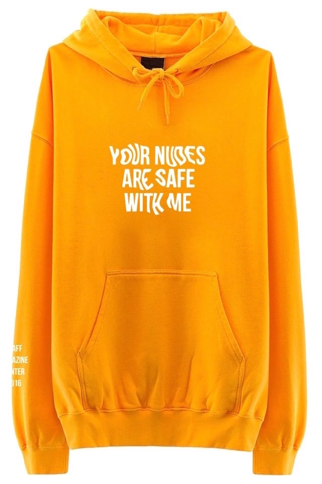 Image of YOUR NUDES ARE SAFE WITH ME HOODIE (YELLOW)