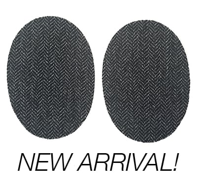 Iron-on Wool Patches - Medium Grey Herringbone - Limited Edition