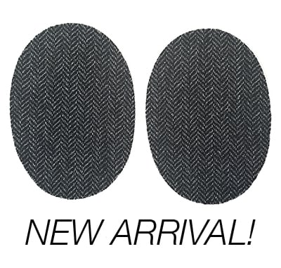 Image of Iron-on Wool Elbow Patches -Charcoal Black Herringbone - Limited Edition!