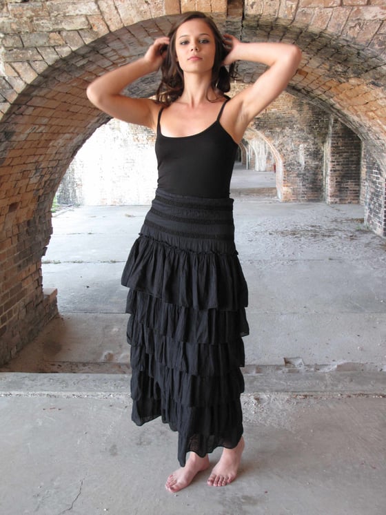 Image of Tiered Cotton Skirt