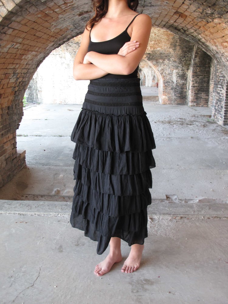 Image of Tiered Cotton Skirt