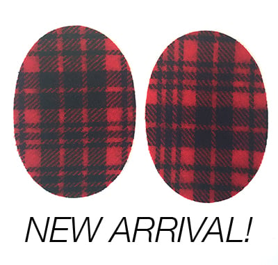 Image of Iron-on Wool Elbow Patches -Hunter red/ black plaid - Limited Edition!