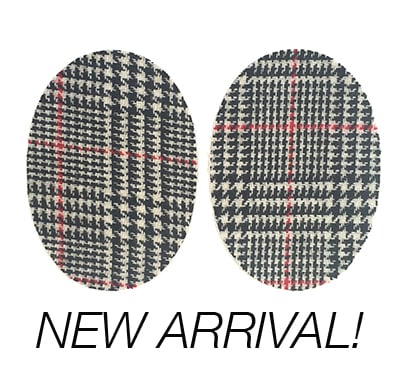 Image of Iron-on Wool Elbow Patches -Black/White/Red Glen Check - Limited Edition!