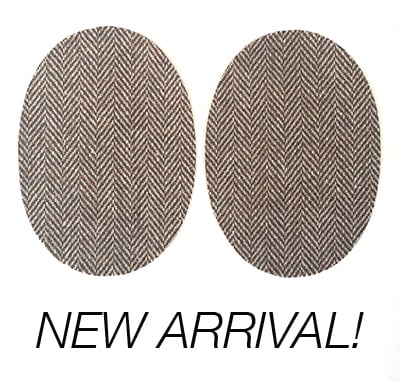 Image of Iron-on Wool Elbow Patches -Light Brown Herringbone - Limited Edition!