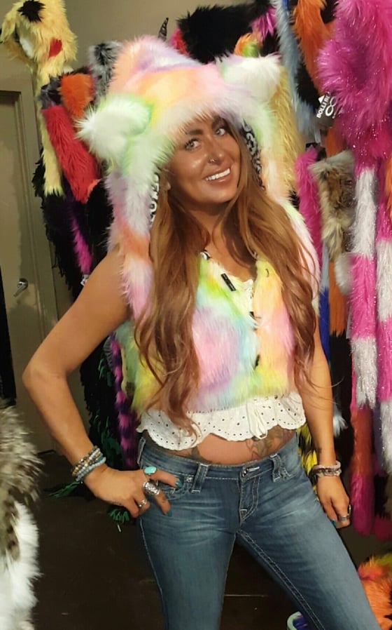 Image of Cotton Candy Fun Fur Vest with Hood