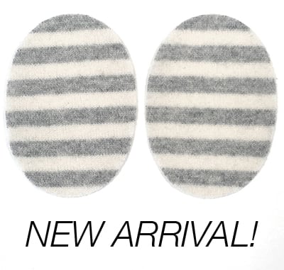 Image of Iron-On Cashmere Elbow Patches - Light Gray & Off White Ovals - Limited Edition! 
