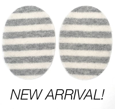 Image of Iron-On Cashmere Elbow Patches - Light Gray & Off White Ovals - Limited Edition!