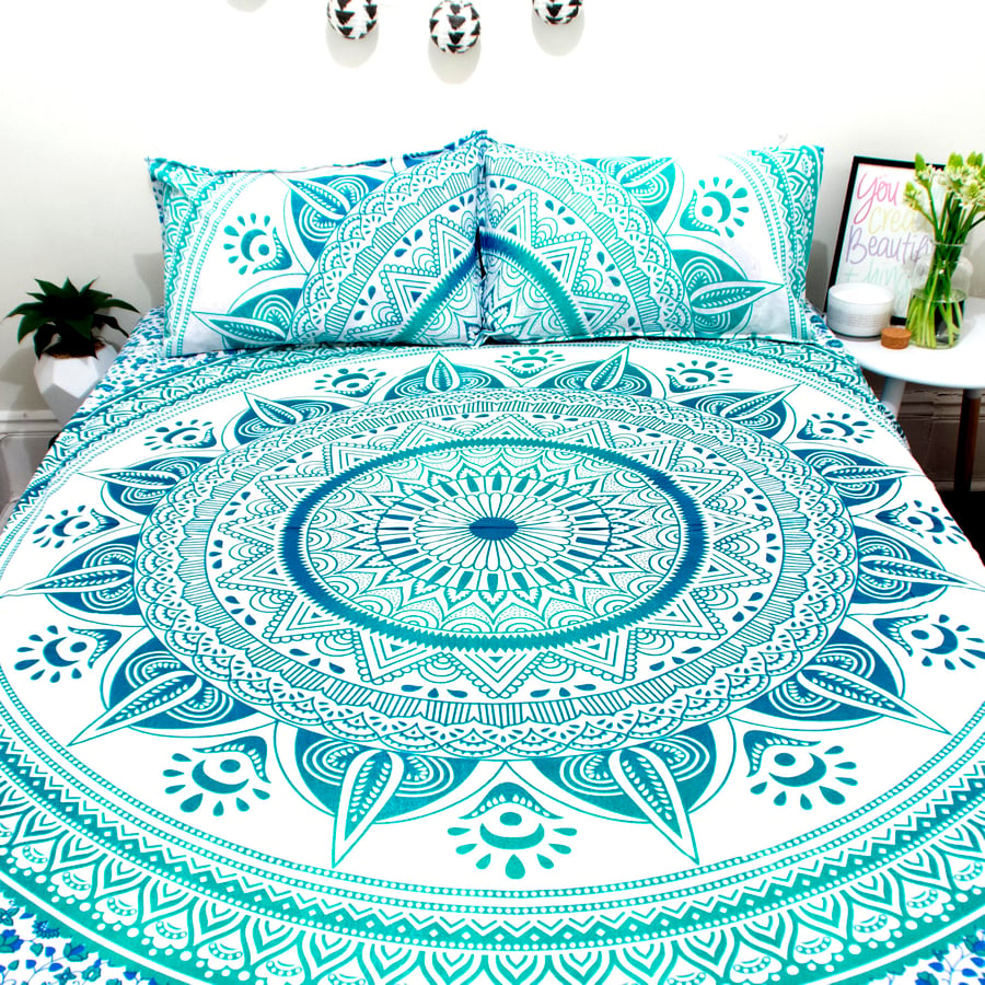 Image of Green Sun Mandala Doona Set-Marked down from $110, NOW