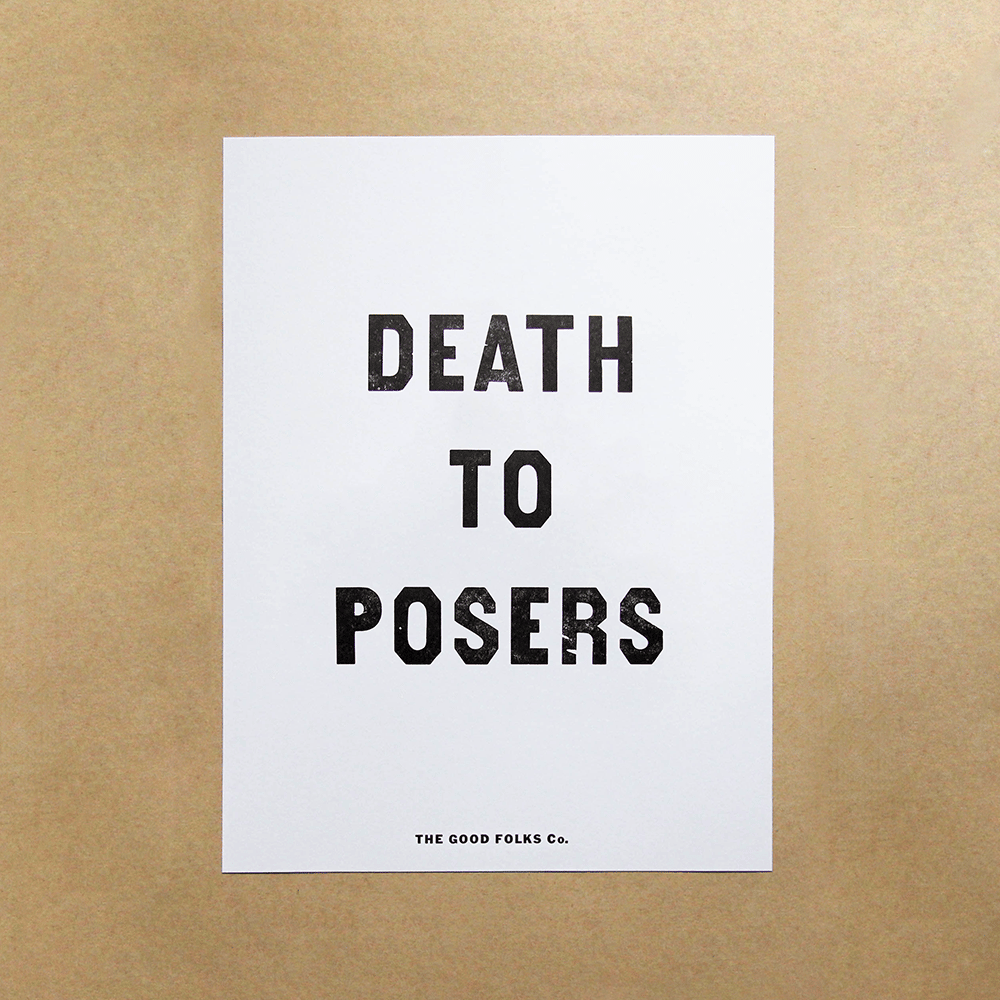 Image of "Death to Posers" Letterpress Print