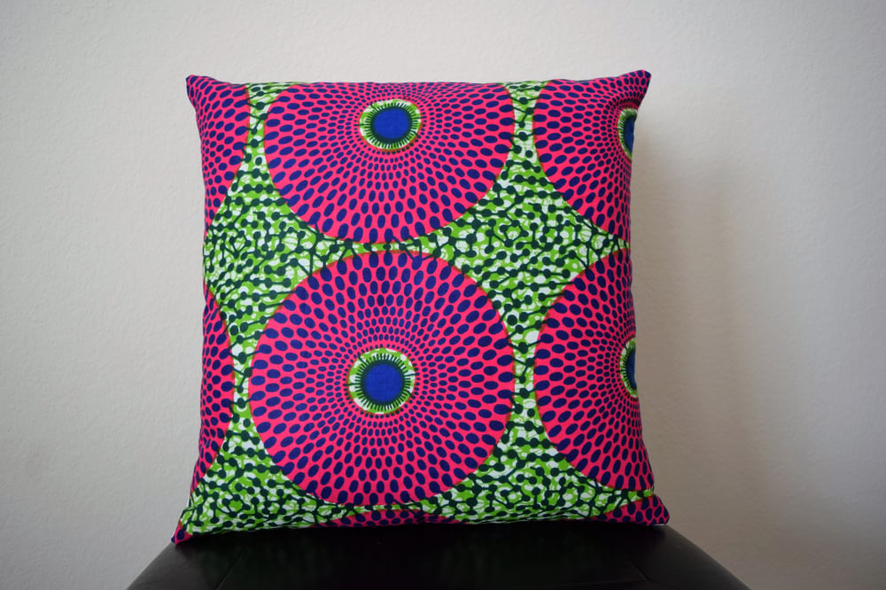 Image of Binta Pink & Green Dotted Pillow 