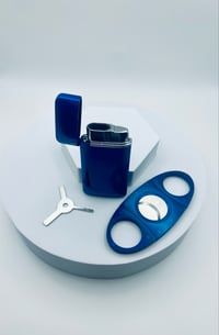 Image 1 of Royal Blue Mini Torch Lighter and Cutter Duet ( flame adjuster included )  