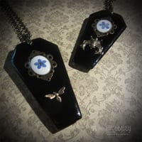 Image 1 of Coffin Forget-me-not Cameo Pendant