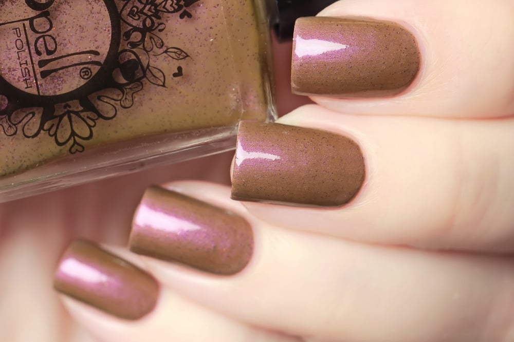 Image of ~Foggy Windows~ fawn brown crème w/a strong violet flash & copper microglitters!