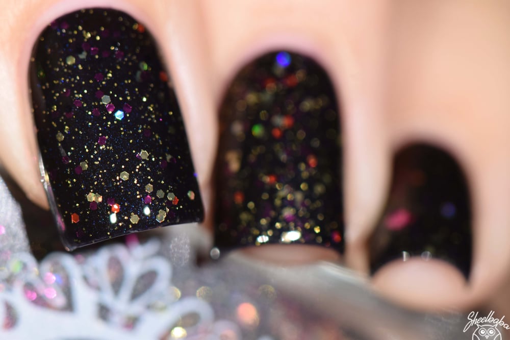 Image of ~Raven’s Kraa~ black jelly glitter cranberry, orange, gold, black, red and magenta holo glitters!