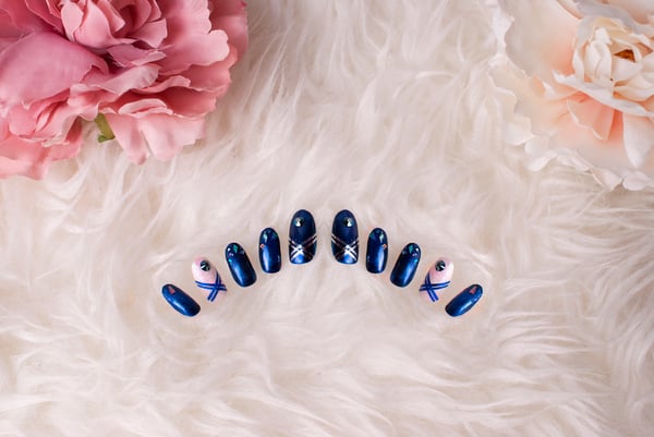 Image of Press on stiletto nails *Midnight sky* + false + fake + nail art + diamante + Mermaid + Christmas