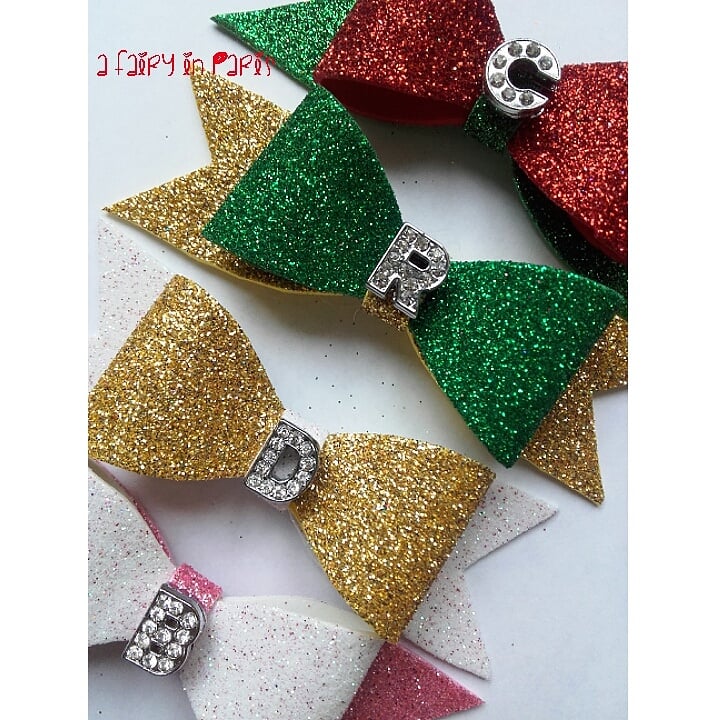Image of "What's your name?" rhinestones & glitter bow