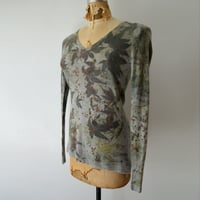 Image 2 of gray japanese maple cashmere vneck sweater