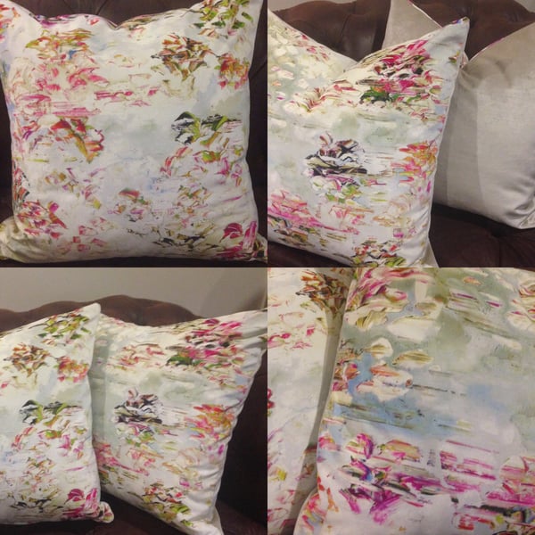 Image of Pair of Jessica Zoob 'Pleasure Gardens' Black Edition velvet cushions.