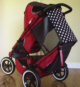 Image of Polkadots Rear Seat Sun Shade for Phil & Teds Inline Tandem Buggy