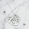 Tropical leaf of love sterling silver necklace