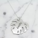 Tropical leaf of love sterling silver necklace