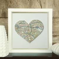 Image 1 of Personalized Map Heart Framed Print 