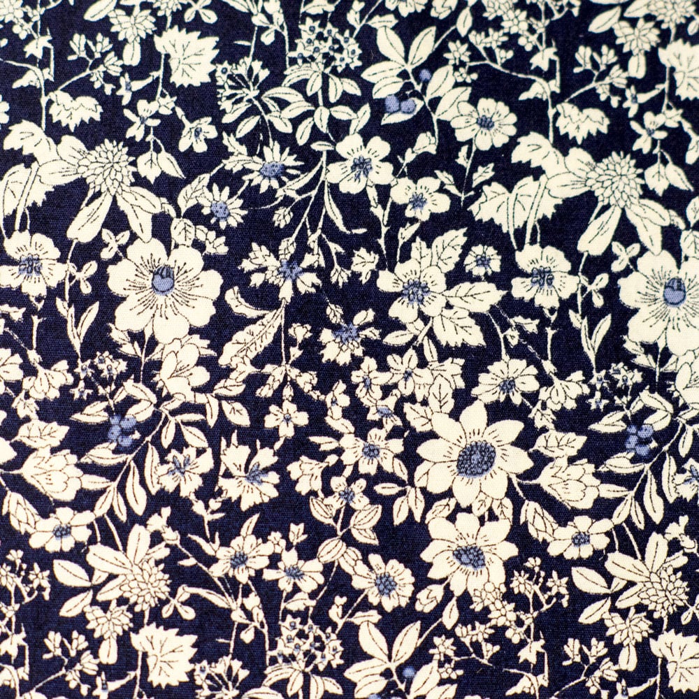 Image of Gents Navy Floral Cravat and Pocket Square 